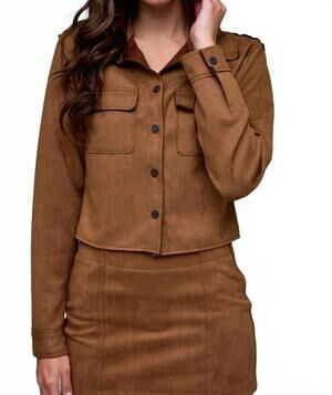 NEW HIDDEN abbey suede button-up in caramel